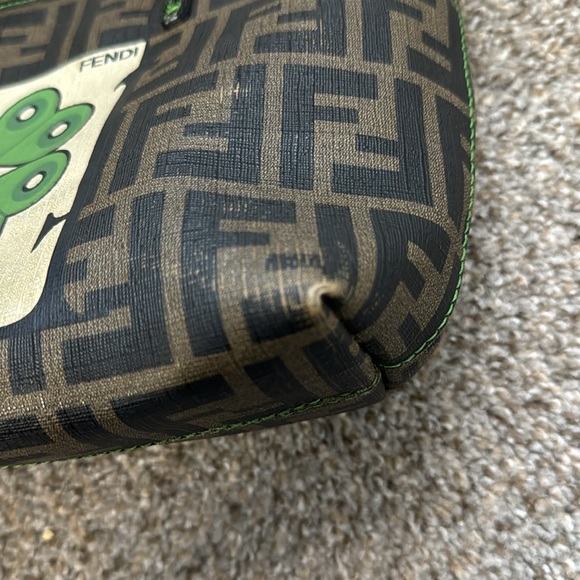 Fendi Tobacco Zucca Coated Canvas Fortune Print Roll Shopper Tote - Picture 4 of 7